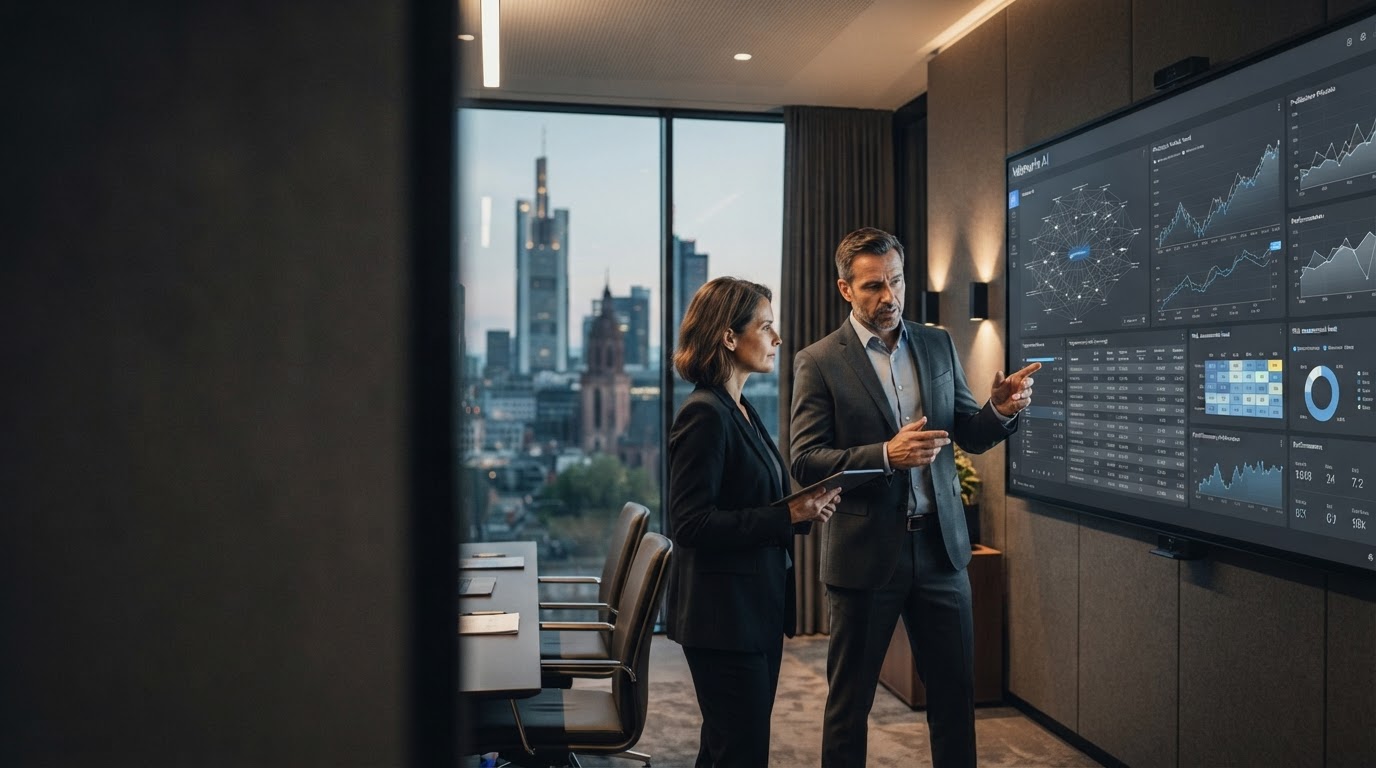 Velmurix AI Kontakt – Team bei der Analyse von Finanzdaten